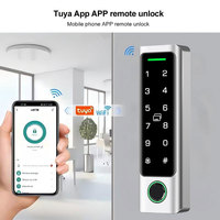 Lector de Control de Acceso Inteligente Tuya para Exteriores, Carcasa Metálica, Huella Dactilar, Código, Tarjeta RFID de Doble Frecuencia, Compatible con 12V / 24V