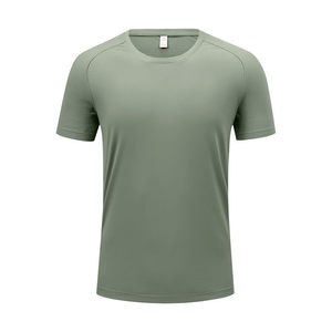 Camiseta de Nailon Personalizada, Color Verde Militar Sólido, Manga Corta, Ropa Informal - Product Image 1