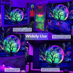 Tapiz de Luna Reactivo a la Luz Ultravioleta, Decoración de Pared con Galaxia Nocturna Estrellada Colorida, Nubes Espaciales, para Interiores y Exteriores - Product Image 5