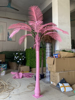High End künstliche rosa Palme 2,5 m 3m PE Pink Kokosnuss baum Seide Blätter Baum Pflanze für Outdoor Wedding Mall Beach Decor