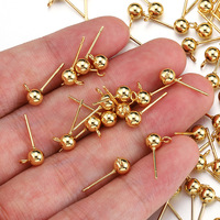Clous d'oreilles en acier inoxydable plaqué or 18 carats PVD, étanches, avec boucle, pour la fabrication de bijoux DIY