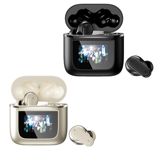 YX27 TWS Earbuds Full Color LCD Touch Screen ANC ENC Noise Cancelling HIFI Sound Waterproof Fast Charge Gaming Headphones