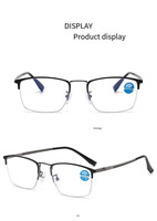 Lunettes de lecture classiques demi-monture photochromiques anti-lumière bleue pour hommes Zoom automatique Vente directe d'usine
