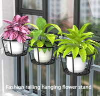 Ganchos para barandilla de balcón, estante colgante desmontable para ventana, cesta de flores para exterior, soporte de metal para macetas de hierro forjado