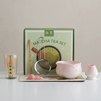Ensemble de 7 pièces pour cérémonie du thé Matcha, comprenant un bol et un chapeau en forme de pétale de fleur, pour décoration intérieure, salon de thé, hôtel, restaurant