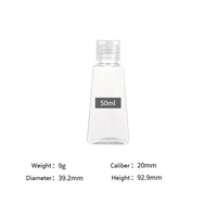 Bouteilles de Gel à presser trapézoïdales ovales transparentes à capuchon rabattable petit désinfectant pour les mains portable en gros bouteilles en plastique PET petites