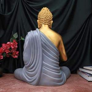 Magnifique grande statue de Bouddha en résine grise en gros, idéale pour la décoration intérieure luxueuse, l'accentuation des temples et des mandirs, et les zones de méditation. - Product Image 2