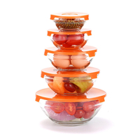 Bols en verre avec couvercles Set Saladiers avec couvercles Bol en verre Récipient de préparation de repas allant au micro-ondes avec couvercles 10 pcs