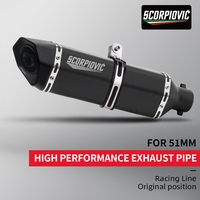 51mm universel moto système d'échappement modifié silencieux silencieux DB tueur acier pour XJ6 MT07 MT09 MT03 Z400 300/370/470MM