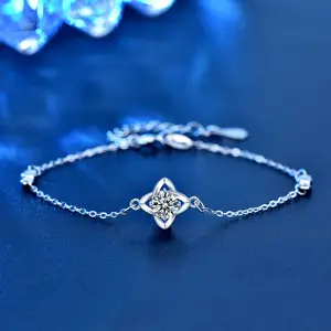 Vente en gros bracelet en diamant classique en or blanc 925 et argent