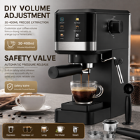 Cafetera Espresso Semiautomática de 20 Bares y 1350W con Pantalla Táctil, Tanque de Agua de 1L, para Hogar, Oficina y Cafetería, Gran Venta