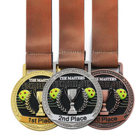Médailles de pickleball avec logo de club, lettre 3D en alliage de zinc, conception de médaille personnalisée, médailles plaquées or, argent, cuivre pour impression UV