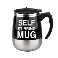 Mug à café électrique à agitation automatique en acier inoxydable de 450 ml (15 oz) avec logo personnalisé, mélangeur de lait automatique et poignée