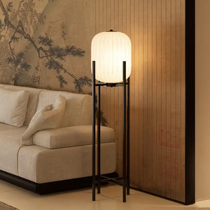 Floor Lamp LED Standing <b>Light</b> For Living Room Bedroom Zen Style Fabric Shade Warm <b>Lighting</b> Home Decoration - Product Image 3