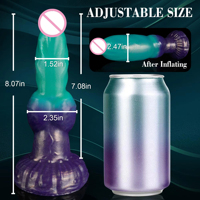 Dildo de silicona anal gigante con 2 nudos grandes y ventosa, diseño de perro de fantasía con efecto de eyaculación, para hombres y mujeres