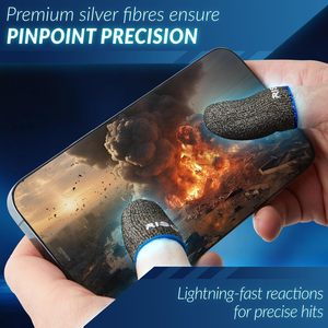 Manchettes de doigt en fibre d'argent pour jeux, manchettes de pouce, glisse parfaite sur écran tactile, dedales pour joueurs professionnels, accessoires de téléphone - Product Image 2