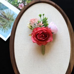 Hoa nhân tạo cô dâu chú rể Phù Dâu đám cưới prom Ngày Valentine màu đỏ xanh cam trắng hồng hồng Corsage Trâm cài áo - Product Image 6