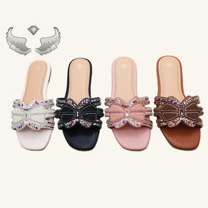 Sandali da donna <span class=keywords><strong>con</strong></span> suola morbida da spiaggia di alta qualità <span class=keywords><strong>con</strong></span> papillon e strass, pantofole da donna leggere - Product Image 1