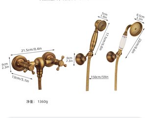 Ensemble de douche mural européen en laiton brossé à double poignée, avec jet de pluie doux, jet de massage, valve en céramique, pour cuisine, appartement, <span class=keywords><strong>WC</strong></span> - Product Image 6