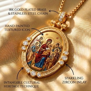 Collana con Ciondolo in Smalto Artigianale '<span class=keywords><strong>Gioia</strong></span> di Tutte le Grazie' Stile Bizantino per Articoli Religiosi - Product Image 3