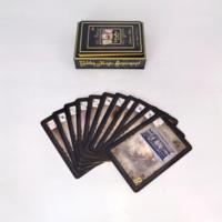 Boîte à couvercle et fond noirs durables avec bordure dorée pour cartes à jouer, jeu de cartes Lenormand de luxe doré magique