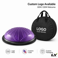 Ballon d'équilibre demi-sphère en PVC de 58 cm pour massage, base antidérapante en ABS, entraîneur de stabilité pour le yoga et le renforcement du tronc, idéal pour l'entraînement à domicile