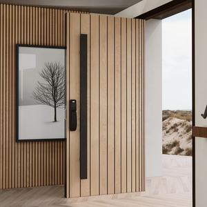 Italian Exterior Solid <b>Wood</b> Doors for Houses Villas Hotels & Apartments-Modern 3D Design Anti-Theft Entry Doors - Product Image 2
