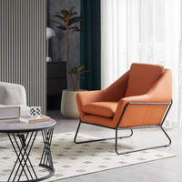 Fauteuil individuel de salon italien en cuir et fer, design créatif, luxe léger, pour petit espace domestique