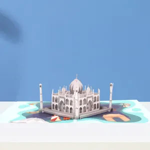 Winpsheng Custom Spectacular Building Pop Up Card Taj Mahal Of India Laser Cut 3D Card Popup Greeting Cards