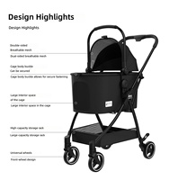 Poussette pliable en acier pour animaux de compagnie, best-seller, avec panier amovible, design portable haut de gamme pour chats et chiens, offre e-commerce transfrontalier