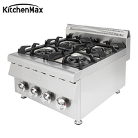 Cuisinière à gaz à 4 brûleurs en acier inoxydable KitchenMax pour hôtel, restaurant, équipement de cuisine de table, puissance 20 kW, gaz naturel/GPL