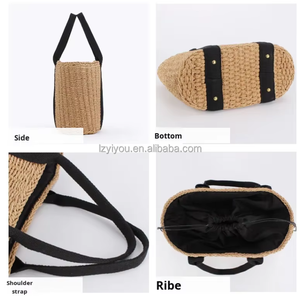 Sac de plage polyvalent en paille tressée simple à deux anses, grande capacité, pour les vacances, décontracté, en paille naturelle, sac de shopping pour les vacances à <span class=keywords><strong>Bali</strong></span> - Product Image 4