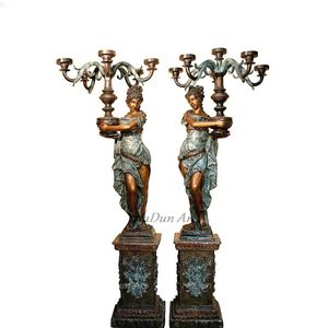 ラージキャストブロンズエレガントな女性ランプポスト像 - Product Image 1