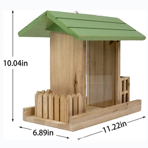 Garden Wooden <strong>Bird</strong> <strong>Feeder</strong> 2 <strong>Suet</strong> Holder Cages Handmade Hanging <strong>Bird</strong> House for Wildbirds - Product Image 3