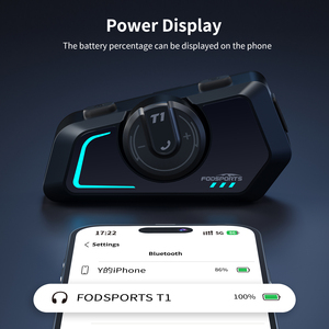 Fodsports หมวกกันน็อค2คนสำหรับมอเตอร์ไซค์, T1กันน้ำอินเตอร์คอมกันน้ำสำหรับแชร์เพลงมอเตอร์ไซค์ - Product Image 2