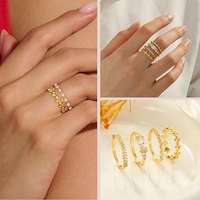 Offre Spéciale 18K plaqué or empilable zircon cubique anneaux ensemble or bandes de mariage droit pour les femmes bijoux cadeau