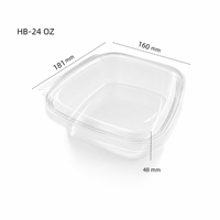 Conteneur alimentaire en plastique PET à charnière anti-effraction 8oz 16oz 20oz 24oz 32oz, boîte à salade à clapet inviolable