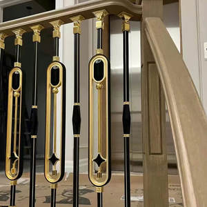 Original Factory Vintage Aluminum Alloy Stair Spindle Light Luxury Style Carved Stair <strong>Post</strong> Gold &amp; Black Water Resistant 95cm - Product Image 1