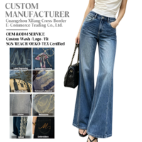 Jean évasé vintage Y2K taille haute extensible coupe slim pour femme grande taille, idéal pour le corps en forme de poire - Vente en gros