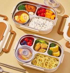 Boîtes à repas portables en acier inoxydable avec couverts, pour la maison et la vie quotidienne, boîte à lunch bento pour adultes - Product Image 4