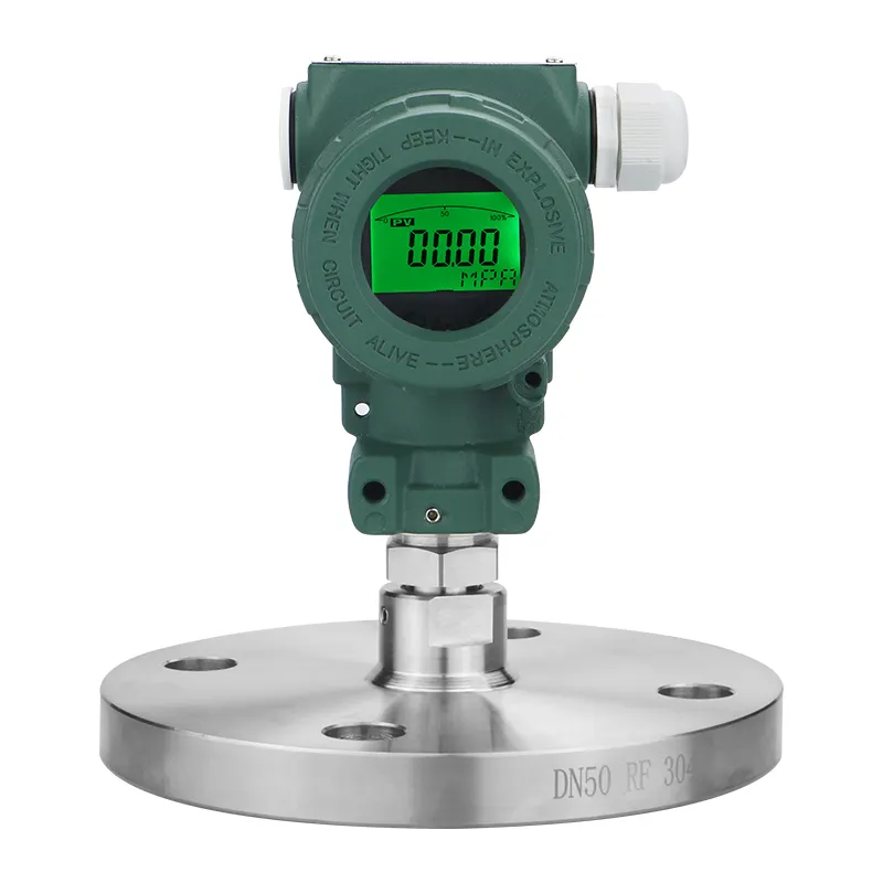 Buona qualità diaframma sigillo trasmettitore pressione DN50 flangia Base a prova di esplosione sensore di pressione trasduttore con indicatore