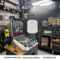 Kit d'outils de réparation automobile 187 pièces, boîte portable avec porte-embouts, étui rigide, acier inoxydable 201, personnalisable OEM