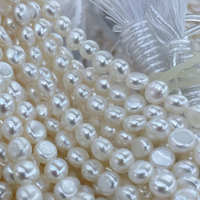 Perles de culture d'eau douce naturelles blanches en gros, haute brillance, bouton 6-7mm, en vrac pour la fabrication de bijoux DIY
