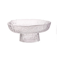 Bol à fruits en verre à motif solide, plateau à dessert en cristal pour usage domestique, plat de service sur pied de style japonais minimaliste et luxueux