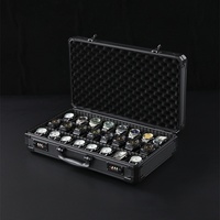 Boîte à montres en aluminium de gros, 24 emplacements avec poignée, pour collectionneurs de montres, emballage, valise de voyage, cadeau