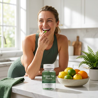 Gummies au thé vert OEM/ODM sous marque privée, saveur thé aux agrumes, soutien antioxydant, stimulation du métabolisme, gestion du poids, végétarien