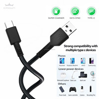 3A 2M Nylon trenzado USB2.0 Cable de datos de carga rápida con chaqueta de PVC USB C Rapide para Samsung IPhones Power Bank PC