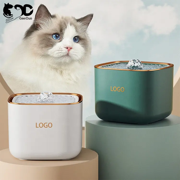 GeerDuo Fontaine d'eau automatique à LED pour chat Distributeur d'eau potable pour animaux de compagnie avec filtre Bols d'eau en acier inoxydable pour animaux de compagnie