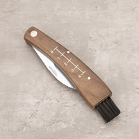Couteau champignon pliant multifonction en stock Manche en bois Lame en acier inoxydable pour gaucher Passe au lave-vaisselle Cuisine antidérapante