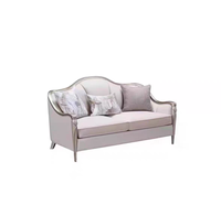 Amerikanisches Luxus-Sofa im Schlichten Lederdesign, Moderner Französischer Creme-Stil, Wohnzimmer-Kombination, Kleine Möbel